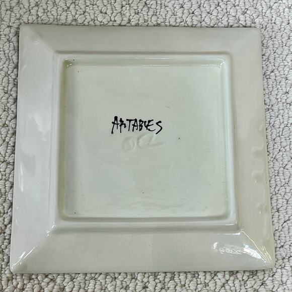 Artables Original Piece Handpainted Cowboy Plate Dish Decor 10" Square Ceramic - Picture 3 of 3